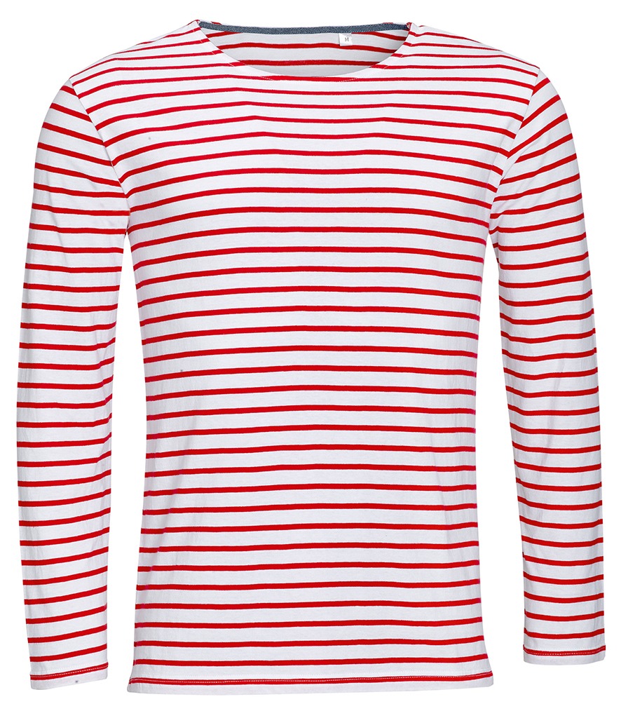 SOLS SOL'S Marine Long Sleeve Striped T-Shirt