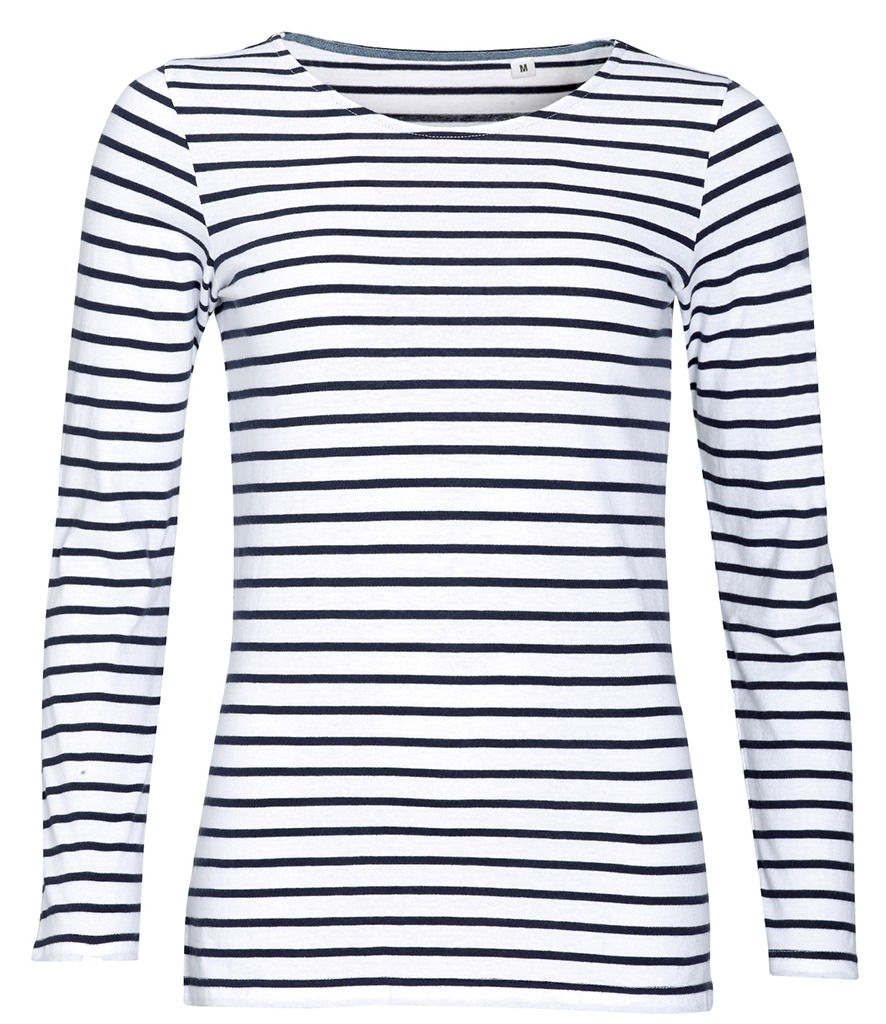 SOLS SOL'S Ladies Marine Long Sleeve Striped T-Shirt