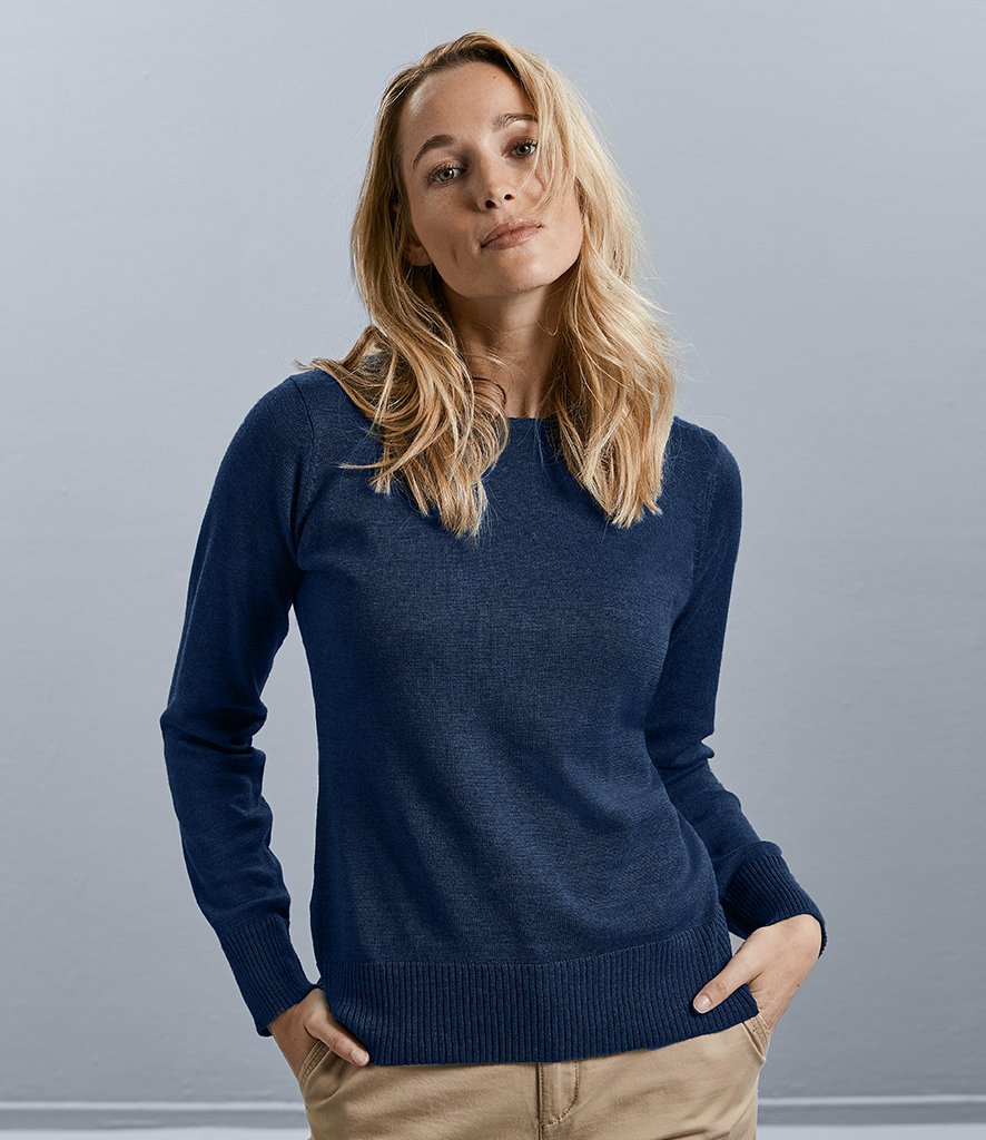 Russell Collection Russell Collection Ladies Cotton Acrylic Crew Neck ...