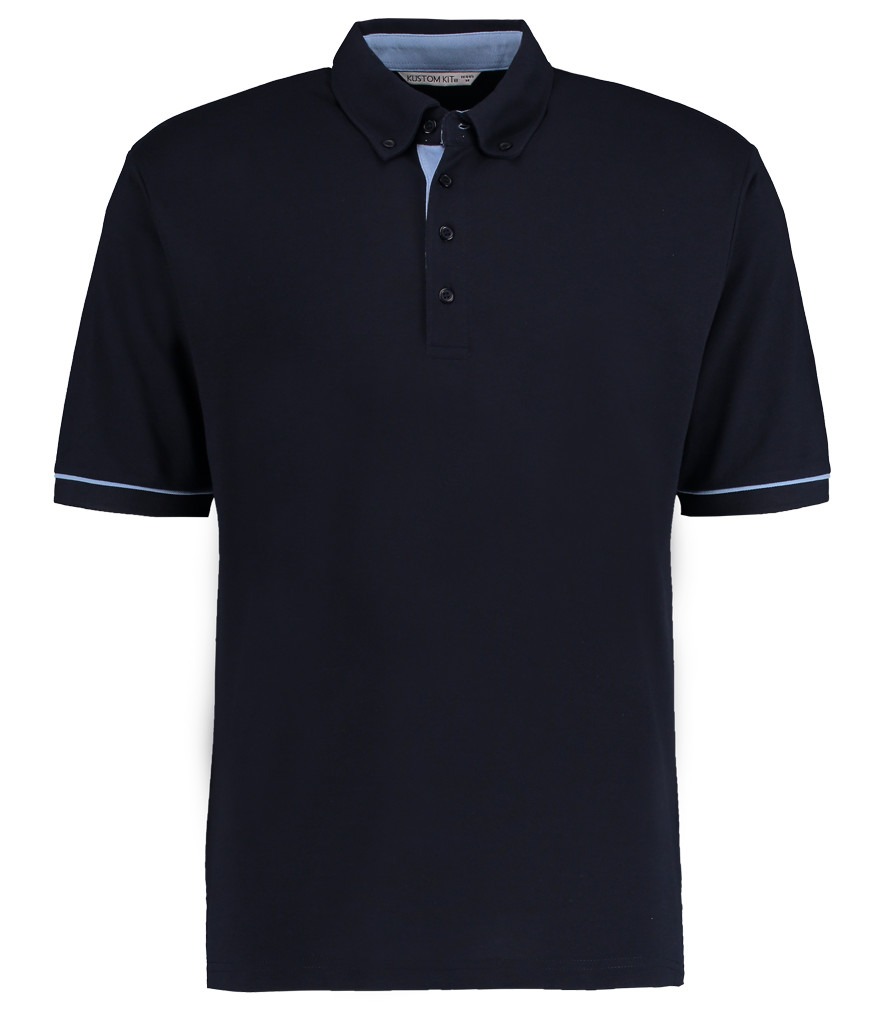 Kustom Kit Kustom Kit Button Down Collar Contrast Piqué Polo Shirt